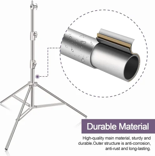 Miniatura 4 de EMART Soporte de luz de acero inoxidable de 9.2 pies/9.2 ft, trípode de fotografía acolchado con resorte resistente con adaptador universal de 1/4 a