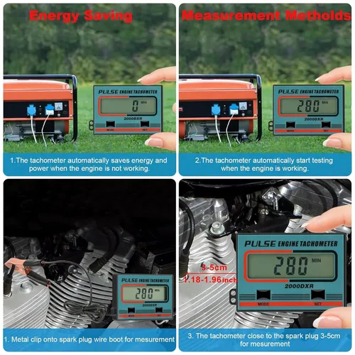 Miniatura 4 de Medidor digital de rpm, tacómetro de pulso de inducción, medidor de horas para motores pequeños, motosierras, cortadoras de césped, motocicletas