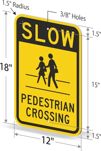 Miniatura 3 de SmartSign Letrero "Slow - Peatón Crossing" 12 x 18 pulgadas, aluminio reflectante de grado de ingeniero 3M Negro y amarillo