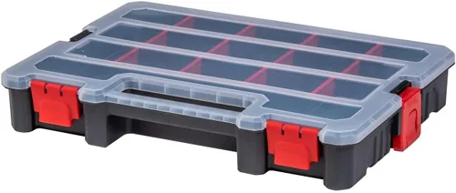 Miniatura 9 de Paquete de 2 cajas organizadoras de piezas pequeñas, organizador apilable de almacenamiento de accesorios con 20 compartimentos y divisores, a.