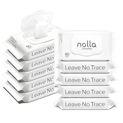 Miniatura 10 de Nolla Toallitas desechables, 100% a base de plantas, sin plástico y biodegradables, para adultos y niños, sin perfume, aloe calmante y vitamina E
