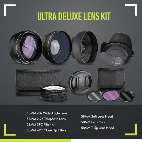Miniatura 2 de Kit de lentes Ultra Deluxe para cámaras Canon Rebel T3, T5, T5i, T6, T6i, T7, T7i, EOS 80D, EOS 77D con lente Canon EF-S de 0.709-2.165 in es II.
