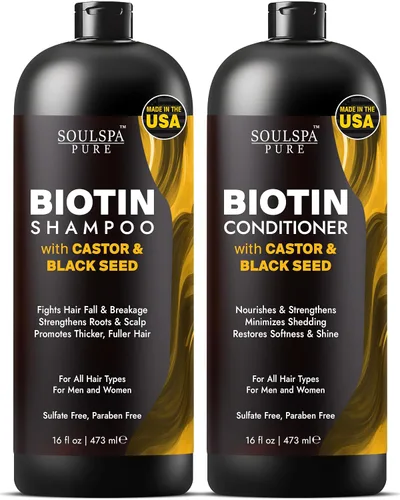 Miniatura 10 de Acondicionador de biotina con queratina – Fórmula de reparación intensa y refuerzo de fuerza – Nutre el cuero cabelludo para un crecimiento