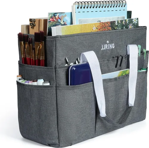 Miniatura 31 de JJRING Bolsa Organizadora de Transporte para Manualidades, Organizador de Almacenamiento de Arte con Múltiples Bolsillos, Bolsa de Costura Morado