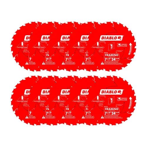 Diablo Hoja de sierra para enmarcar para madera, 7-1/4 pulgadas x 24 dientes, corte delgado, antivibración, larga vida útil para enmarcar y madera