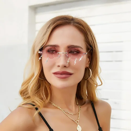 Miniatura 2 de Dollger Gafas de sol sin montura para mujer, retro, coloridas, para Halloween, rave, de los años 90, lindas gafas de sol divertidas para fiesta