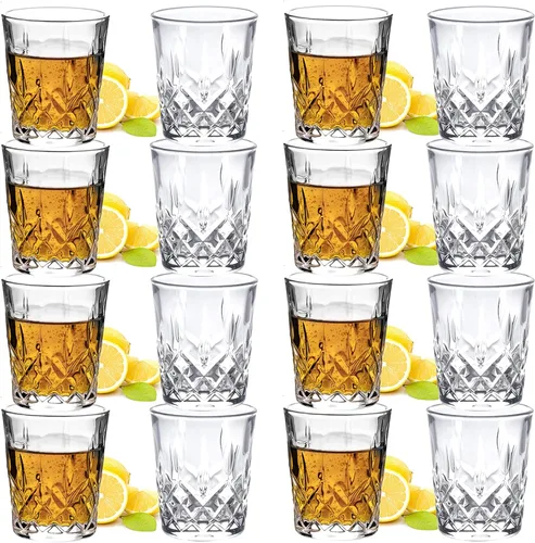 JAIEF Vasos de chupito de tequila de 1.7 onzas con base pesada, vasos de cristal cordial (16)
