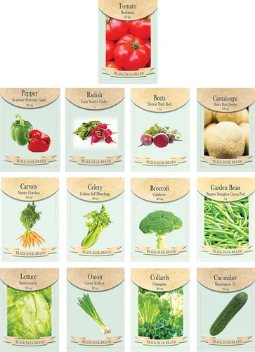 Juego de 13 paquetes de semillas de verduras, reliquia y sin OMG, crea un jardín abundante, juegos de jardín fáciles (juego 1 (13 paquetes))