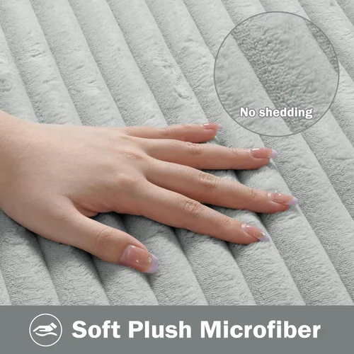 Miniatura 3 de Uphome Alfombras de baño de lujo a rayas de 47 x 20 pulgadas, alfombras de baño de microfibra extra suave y absorbente, respaldo de goma, secado