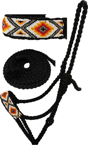 Miniatura 4 de Nylon Caballo Cuerda occidental trenzado Halter plomo w/Noseband cuentas 606RT14
