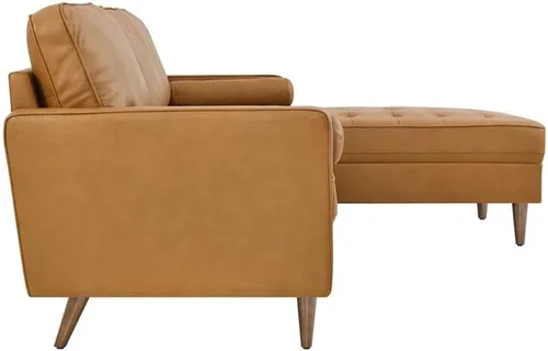 Miniatura 3 de Pemberly Row Sofá seccional de cuero de estilo moderno de 98 pulgadas en acabado marrón