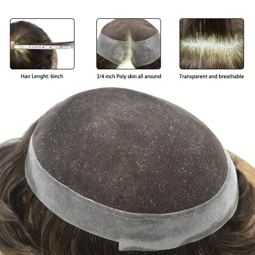 Miniatura 98 de Toupee para hombres Piezas de cabello humano real Encaje suizo para hombres Toupee unidades de cabello humano europeo para hombres Hairpieces