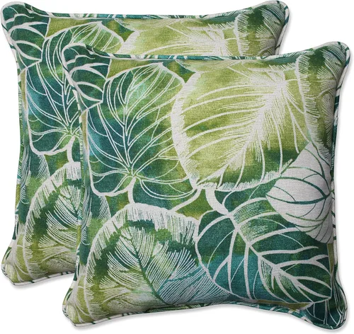 Miniatura 21 de Pillow Perfect Almohadas botánicas para interiores y exteriores, 2 unidades, acento, 16.5 x 16.5 pulgadas, naranja Sunny Daze