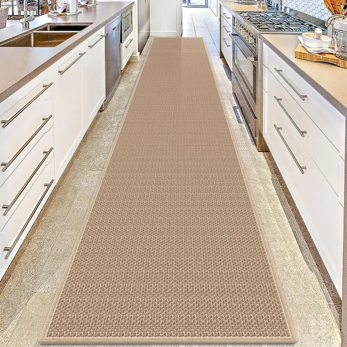 Miniatura 24 de GOYLSER Alfombras de yute de 15 pies para pasillo, alfombra de cocina, antideslizante, lavable, absorbente, alfombra de pasillo color beige