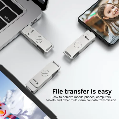 Miniatura 5 de iDiskk Unidad flash de 128 GB y 500 MB/s Photo Stick para USB C iPad/iPhone/MacBook, portátiles, teléfonos Android, fotos y videos de copia