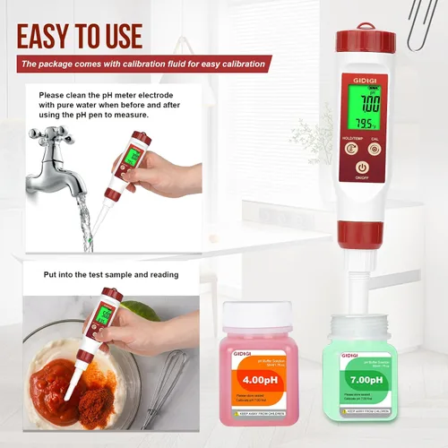 Miniatura 2 de Medidor de pH para alimentos Medidor de pH digital para fermentación Salsa picante Enlatado Punta de lanza Probador de alimentos pH Sonda