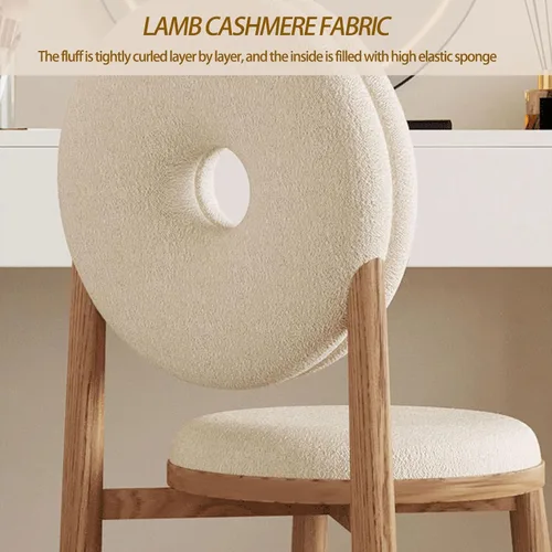 Miniatura 4 de Donut Dining Chairs,Makeup Chair,Kitchen Room Chairs Nordic Back, Dining Room with Metal Legs,Living Room Chair for Home Bedroom Cream Wind Brownish