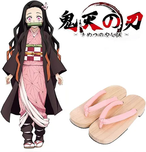 Miniatura 3 de Meaniny Zuecos de madera para mujer estilo Kamado Kochou para cosplay pantuflas Geta japonesas