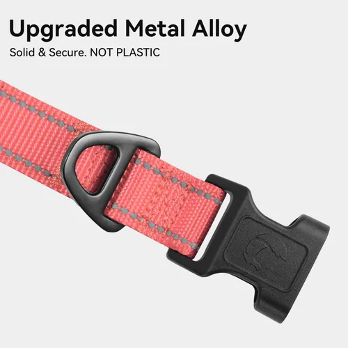 Miniatura 3 de Joytale - CCollar reflectante para perro, collar de nailon transpirable con acolchado de neopreno suave para mascotas, ajustable para perros Rosa