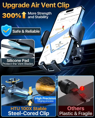 Miniatura 7 de HTU 2026 Mejorado [Verdadero Grado Militar] Soporte de Teléfono para Coche【Certificados de Seguridad y Sin Olor】Soporte de Teléfono Celular
