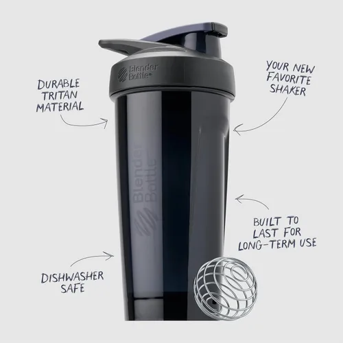 Miniatura 3 de BlenderBottle Strada Tritan - Botella mezcladora con tapa de bloqueo, 28 onzas, negra Negro