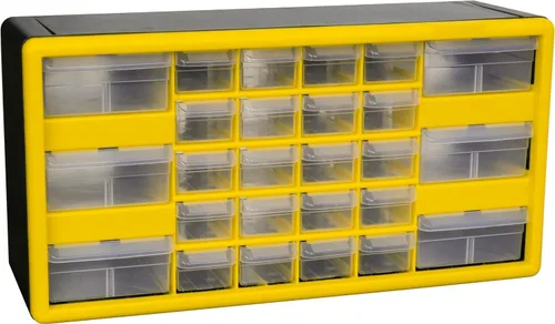 Miniatura 43 de Repisa para almacenamiento de piezas, de plástico, con 26 cajones Akro-Mils 10126REDBLK20, de 20 pulgadas x 10-1/4 pulgadas x 6-3/8 pulgadas, rojo