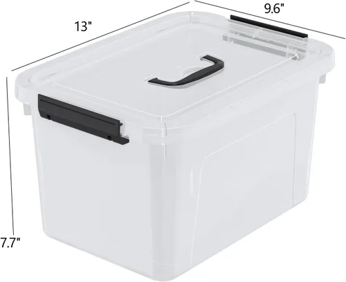 Miniatura 4 de Cajas transparentes de 10 litros con asas, contenedores de plástico para almacenamiento pequeños, juego de 6