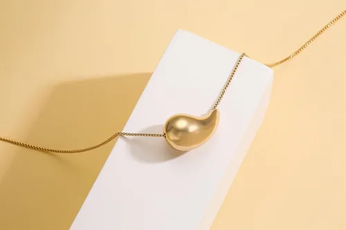 Miniatura 3 de Collar de gota, con forma de lágrima, chapado en oro de 14 quilates, hipoalergénico con dije de gota de agua para mujer
