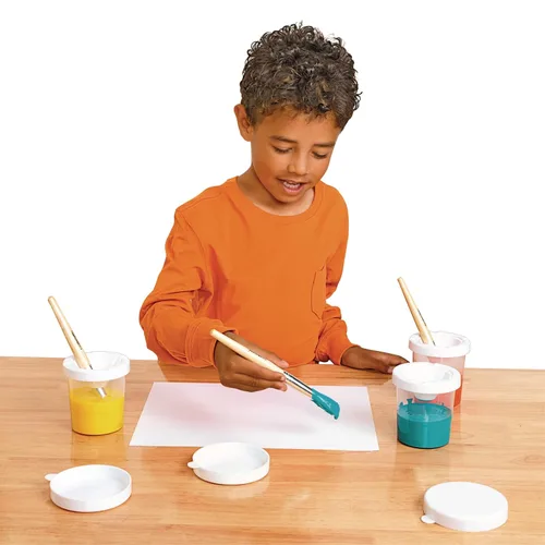 Miniatura 5 de Colorations Vasos de pintura de témpera con tapa blanca antiderrames, para niños, paquete de clase, suministro de pintura (paquete de 10)