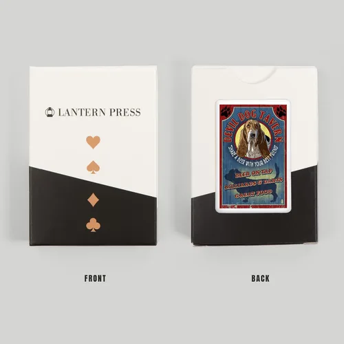 Miniatura 8 de Lantern Press Cartel vintage de Devil Dog Tavern, Basset Hound (52 cartas de juego, baraja de cartas de tamaño póquer con comodines)
