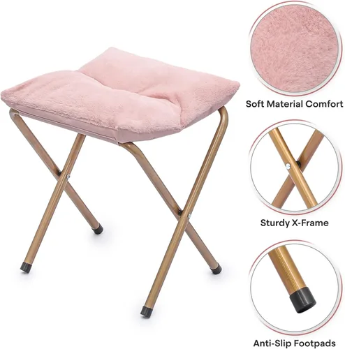 Miniatura 7 de Cómoda silla platillo para adultos, juego de 2 sillas plegables de piel sintética suave con reposapiés, marco de metal, acogedora silla plegable