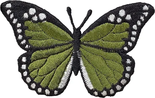Mariposa monarca, bordado, parche para planchar (verde)