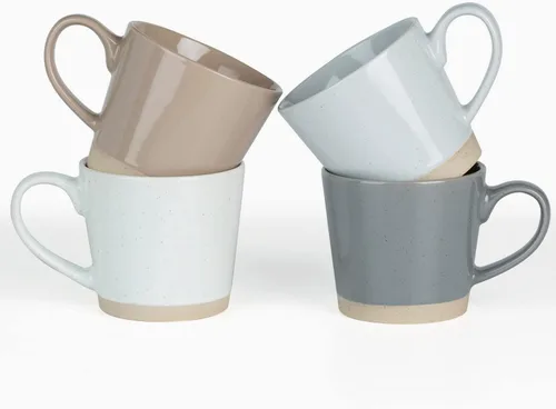 Miniatura 19 de famiware Nebula - Taza de café de 4 piezas, tazas de catering de 14 onzas con asa para café, té, cacao, leche, gris claro Nebulosa gris claro