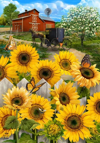 Briarwood Lane Bandera de jardín de verano con girasoles campestres, diseño floral de granero, 12.5 x 18 pulgadas Girasoles de campo