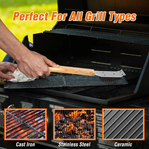 Miniatura 6 de SIMPLETASTE Cepillo y raspador para parrilla para BBQ, duradero y eficaz, cabezal de acero inoxidable reemplazable, cepillo de parrilla de alambre