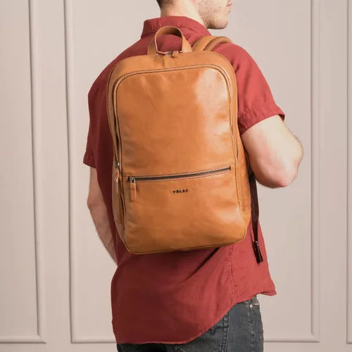 Miniatura 4 de VELEZ Mochila unisex de cuero de grano completo + cartera plegable con clip para dinero, Velez Mochila unisex de cuero + cartera plegable negra