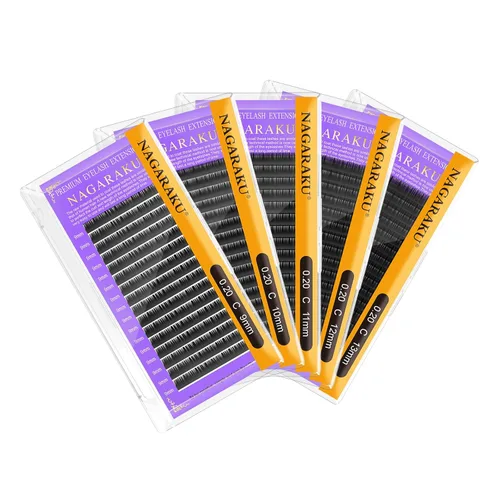 Miniatura 41 de NAGARAKU Extensiones de pestañas, pestañas individuales, 0.05mm, rizo D, 15mm, clásico, negro mate, suave, natural, profesional, 16 filas, 0.05-D