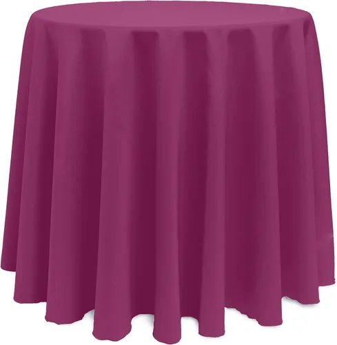 Miniatura 52 de ULTIMATE TEXTILE Mantel redondo de lino de poliéster de 120 pulgadas, color rosa neón