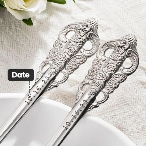 Miniatura 6 de callie Juego de 2 tenedores de boda personalizados con fecha, regalos grabados para novios, novios, tenedores de cubiertos vintage de acero