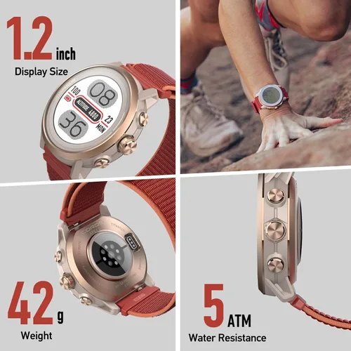 Miniatura 3 de COROS APEX 2 Series - Reloj GPS para Exteriores, Titanio Zafiro de 1.2", Navegación en la Muñeca, Mapas sin Conexión, Monitor de Frecuencia Coral