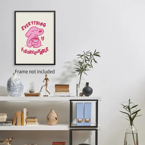 Miniatura 3 de Lmuwecno Arte de Pared con Citas de Afirmaciones Positivas de Perro Rosa Pósters Motivacionales de Animales Lindos Everything Is Figureoutable