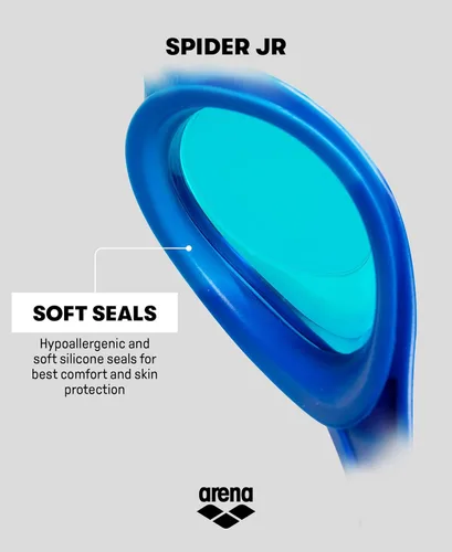 Miniatura 4 de ARENA Gafas de natación unisex para jóvenes Spider Junior para niñas y niños de 6 a 12 años, lentes sin niebla, correa fácil de ajustar, sin fugas