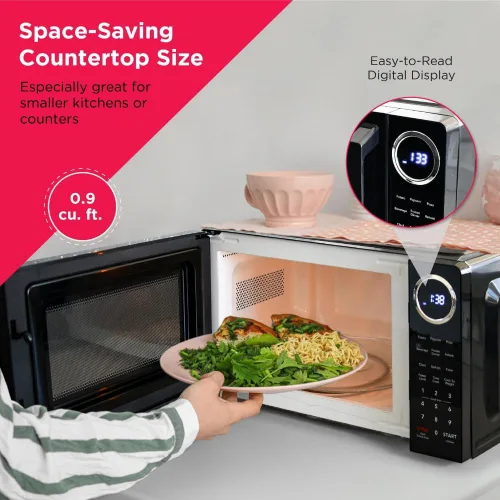 Miniatura 10 de FRIGIDAIRE Horno microondas de cocina para encimera, negro, 0.9 pies cúbicos (900 vatios), 15.5 pulgadas de profundidad x 19 pulgadas de ancho x