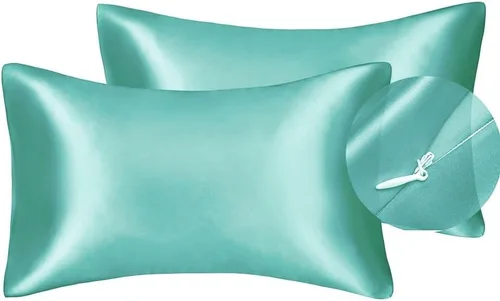 Juwenin Bedding, funda de almohada de satén sedosa súper suave y lujosa con cremallera (funda de almohada de satén sedoso para el cabello), juego de