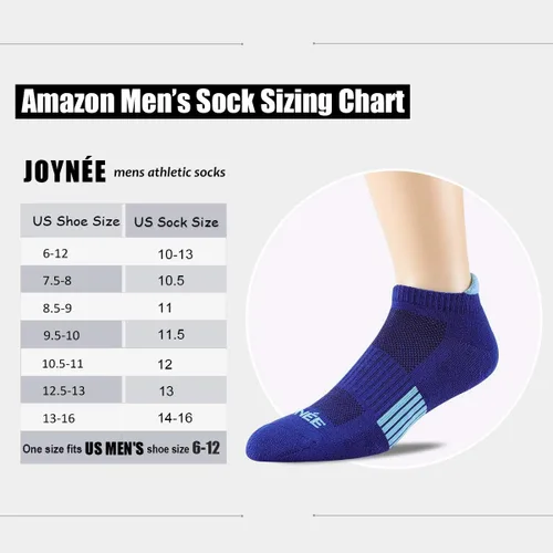 Miniatura 7 de JOYNÉE Mens Athletic Socks Low Cut Cushion Running Socks Breathable Comfort for Sports 6 Pack