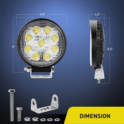 Miniatura 5 de Nilight - Barra de luz LED de 10 piezas de 4.5 pulgadas 27W, luz redonda de inundación para todo terreno, luces antiniebla, luces de conducción todo