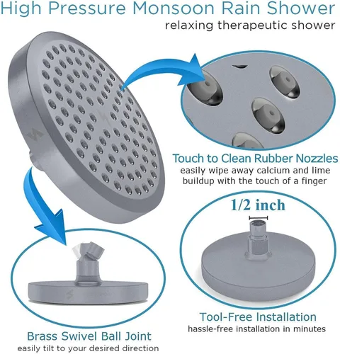 Miniatura 2 de SparkPod Cabezal de ducha – Lluvia de alta presión – Diseño de lujo de alta calidad – Instalación en 1 minuto – Reemplazo ajustable fácil de limpiar