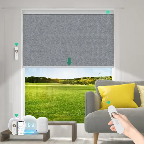 Miniatura 27 de Persianas motorizadas con control remoto [motor 100% opacas y silencioso] Persianas inteligentes compatibles con Alexa Google HomeKit, persianas