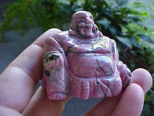 Miniatura 2 de car5603 Rodonita sentado Buda sonriente grande