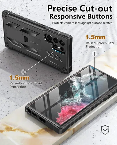 Miniatura 7 de FNTCASE Funda para Samsung Galaxy S22 Ultra: protector de pantalla integrado y soporte de cuerpo completo de doble capa resistente de grado militar